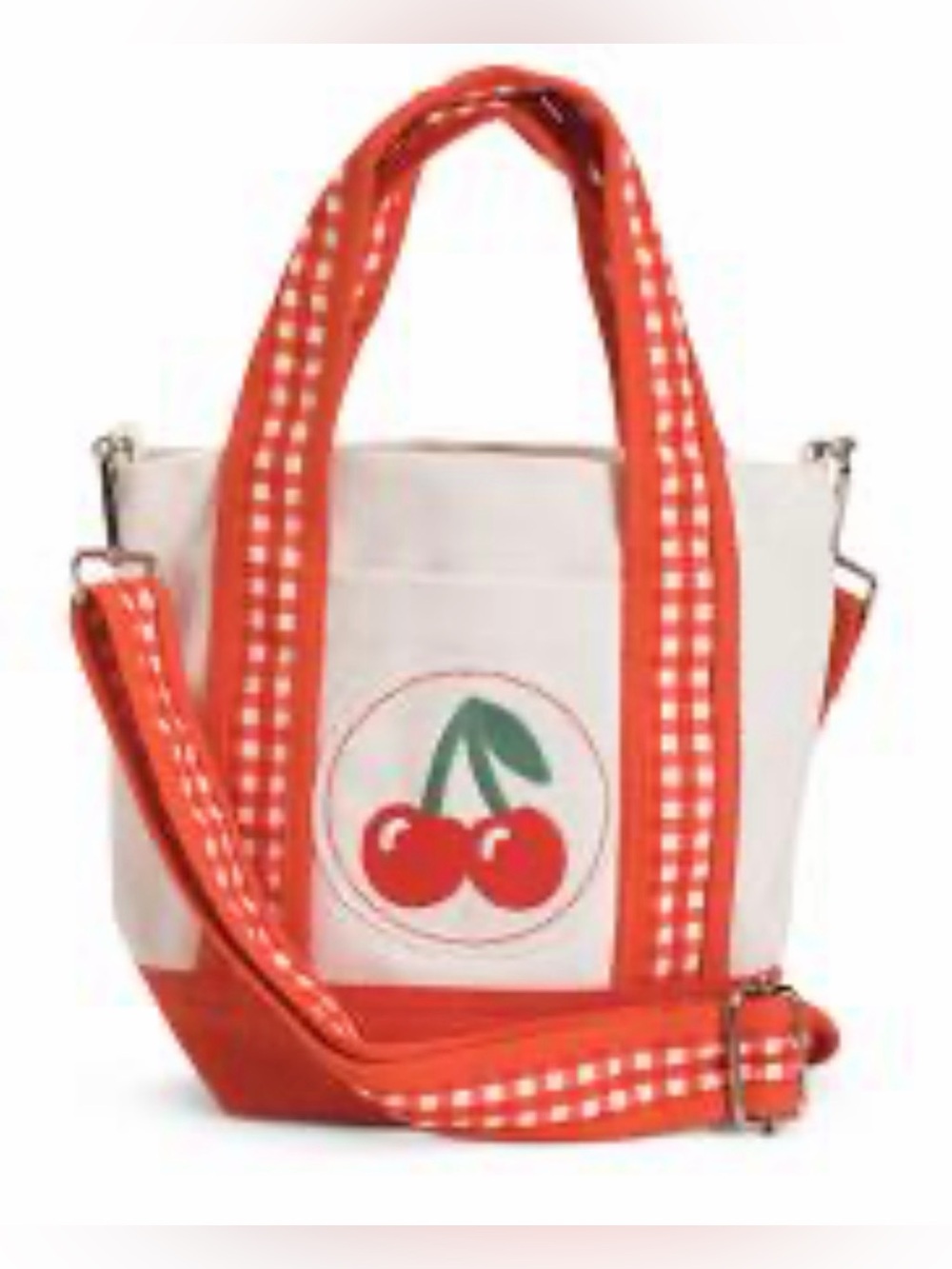 Martha Stewart Canvas Cherry Print Tote with Guitar Strap - Picture 2 of 4